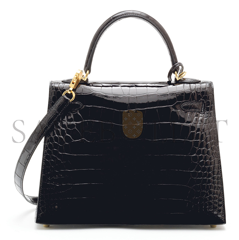 H**mes master black alligator sellier kelly 25 with gold hardware (25*17*7cm)